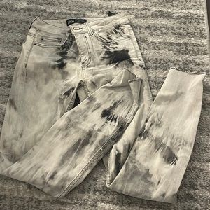 Zara skinny leg black and white tie dye jeans